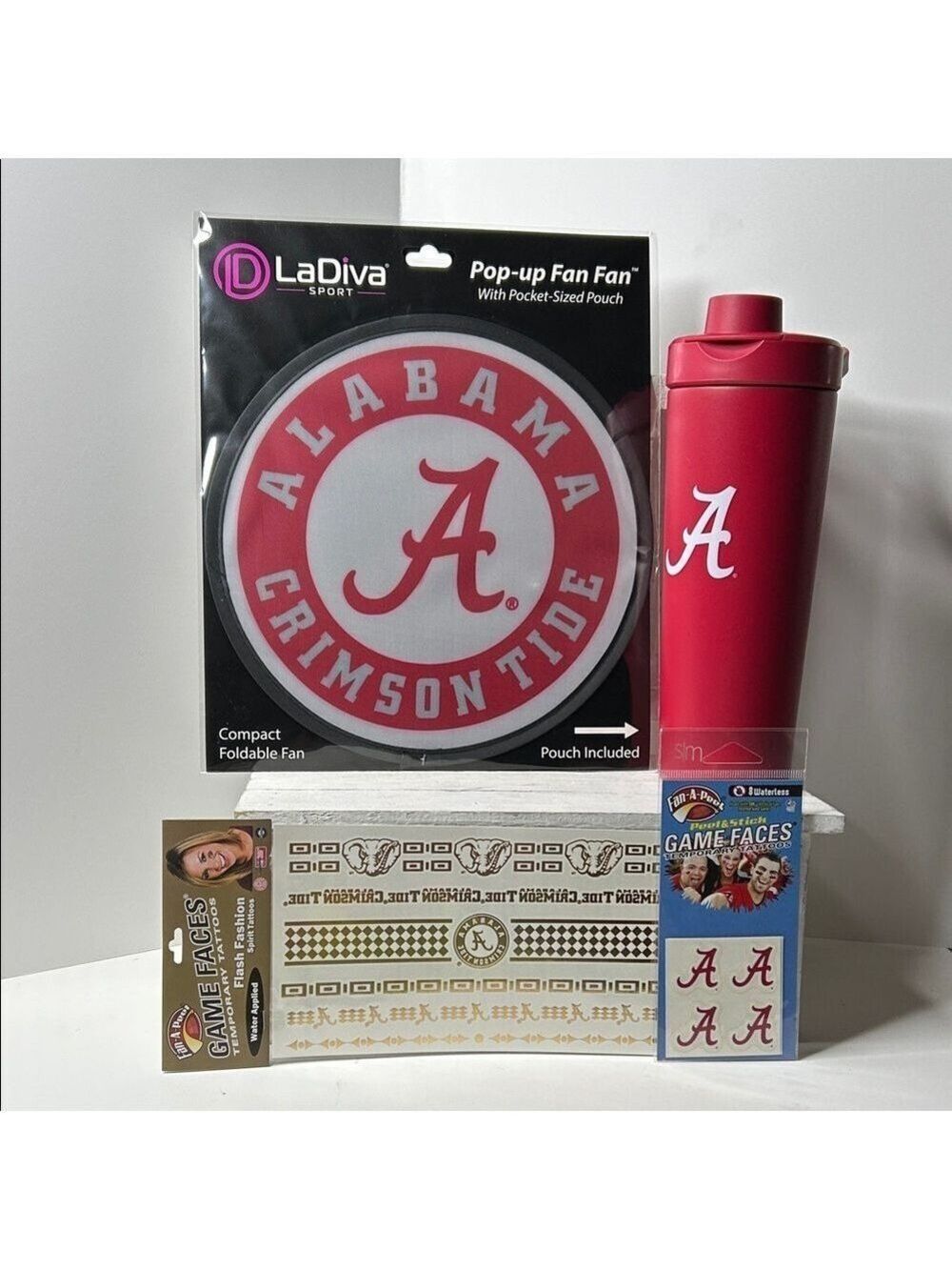 Alabama Crimson Tide Foldable Fan Set & Simply Modern Protein Shaker
